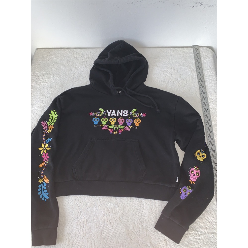 Vans Day Of The Dead Black Hoodie Small Dia‎ De Los Muertos Cropped Girls Women